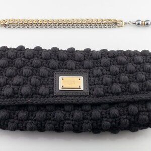 Dolce & Gabbana Small Crochet Miss Charles Clutch Shoulder Bag Ornate Strap